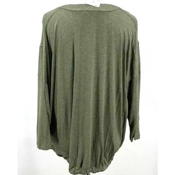 H by Bordeaux Drawstring Waist 3/4 Sleeve Top Sz Medium in Green Heather NWT - Picture 5 of 7